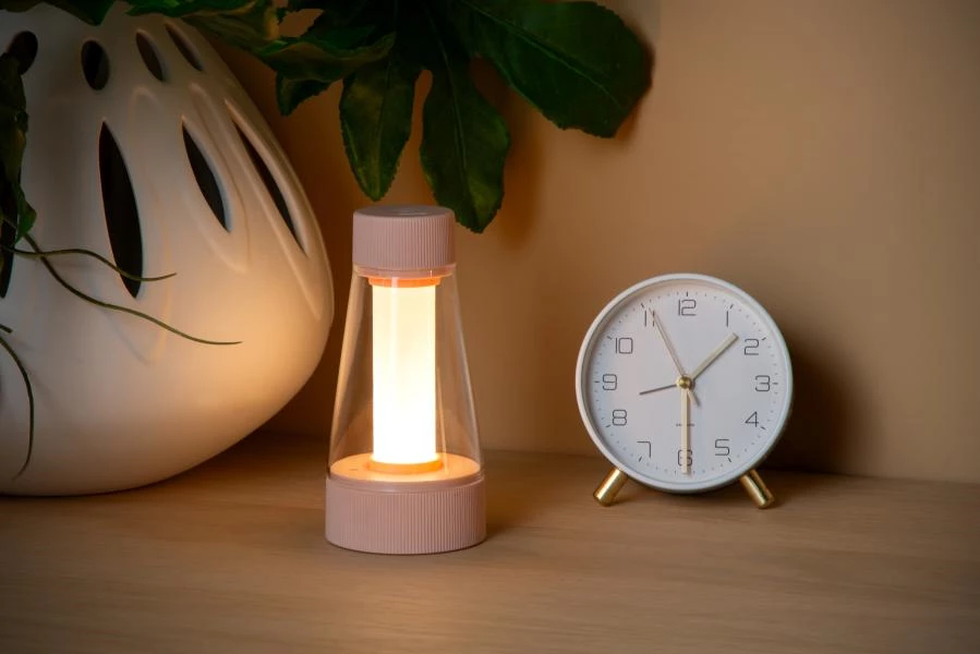 Lucide LORALI - Rechargeable Table lamp Indoor/Outdoor - Battery pack - Ø 7,7 cm - LED Dim. - IP44 - Pink - atmosphere 1